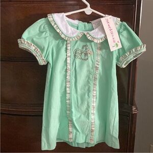 Shrimp and Grits Kids Dress with Embroidered Squirrel